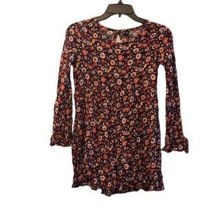 Floral Print Long Sleeve Shorts Romper